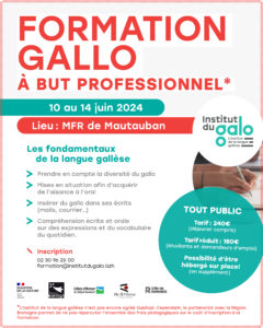 L'Institut du Galo propose une formation à but professionnel du 10 au 14 juin